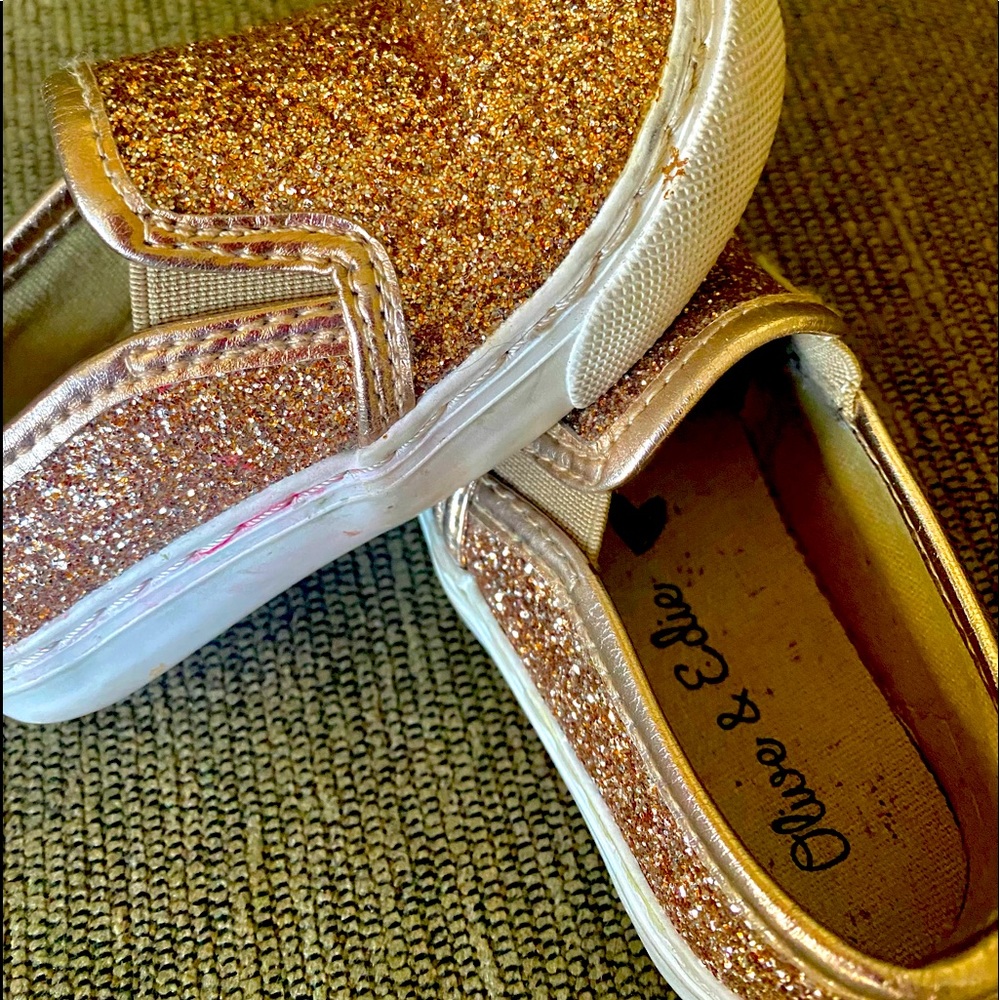 Olive and Edie Quinn Gold Sparkle Slip On Sneaker